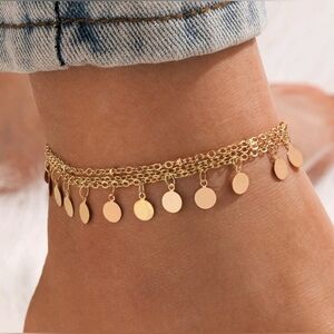 Gold Disc Charm Anklet